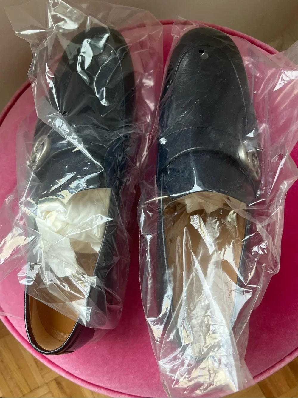 Gucci Dark Blue Leather Men's Loafers with Silver GG Bit